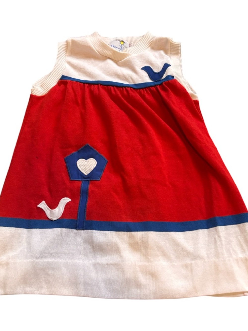 Florence Eiseman Red, White & Blue Bird Appliqué Dress